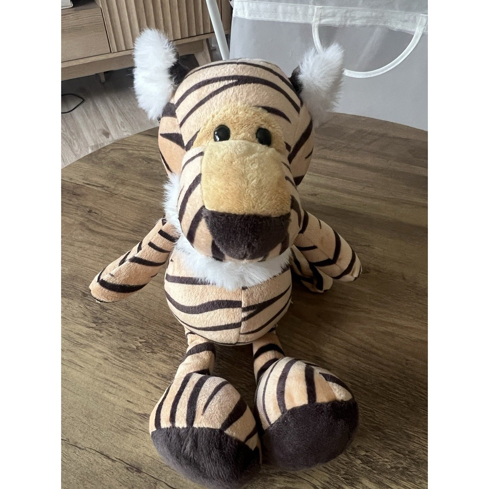 Tiger Plush Stuffed Animal, Soft Beige Brown Black Striped, Small 6-14 in